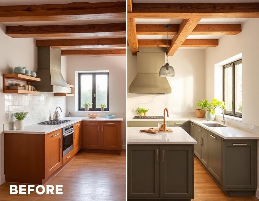 Cozinha em vivenda tradicional remodelada em Amarante
