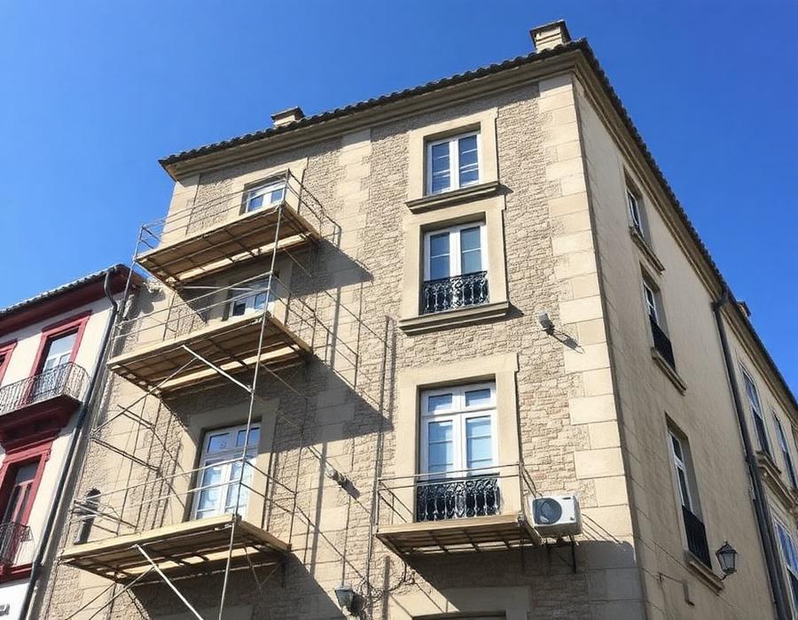 Fachada em pedra reabilitada no centro de Amarante